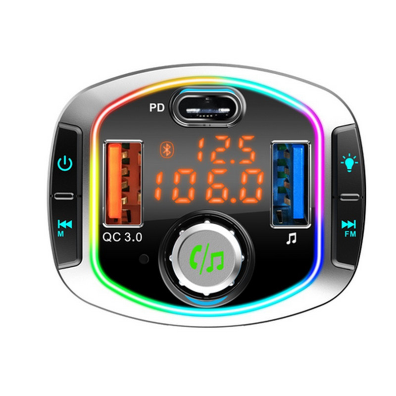 Car Stereo Bluetooth 5.0 FM Transmitter MP3 Hands free Radio Adapter USB Charger gallery