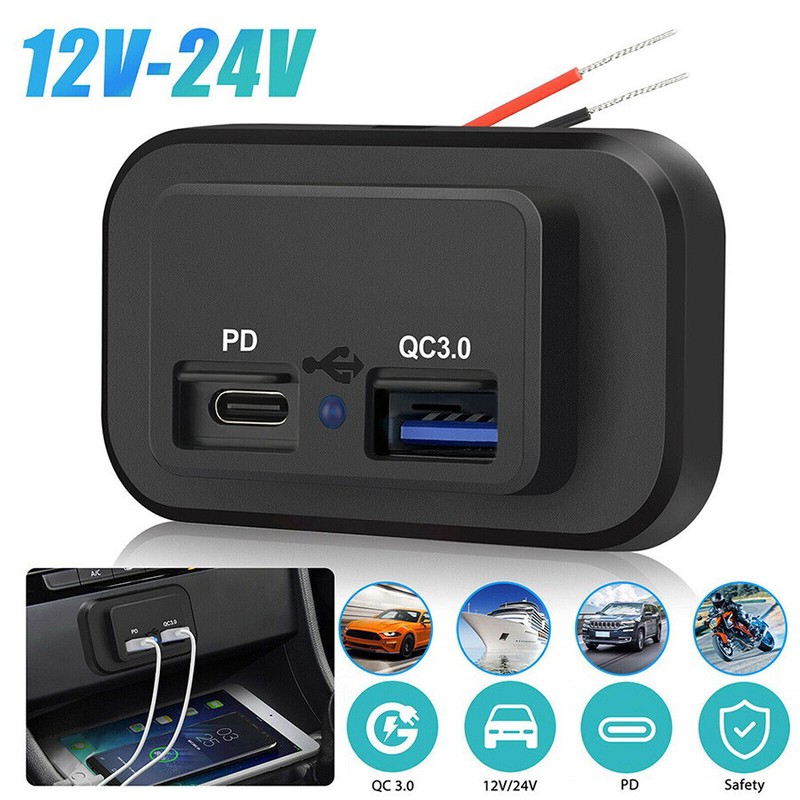 QC3.0 36W USB Fast Charging Car Charger Socket Power Adapter Dustproof 12V-24V gallery