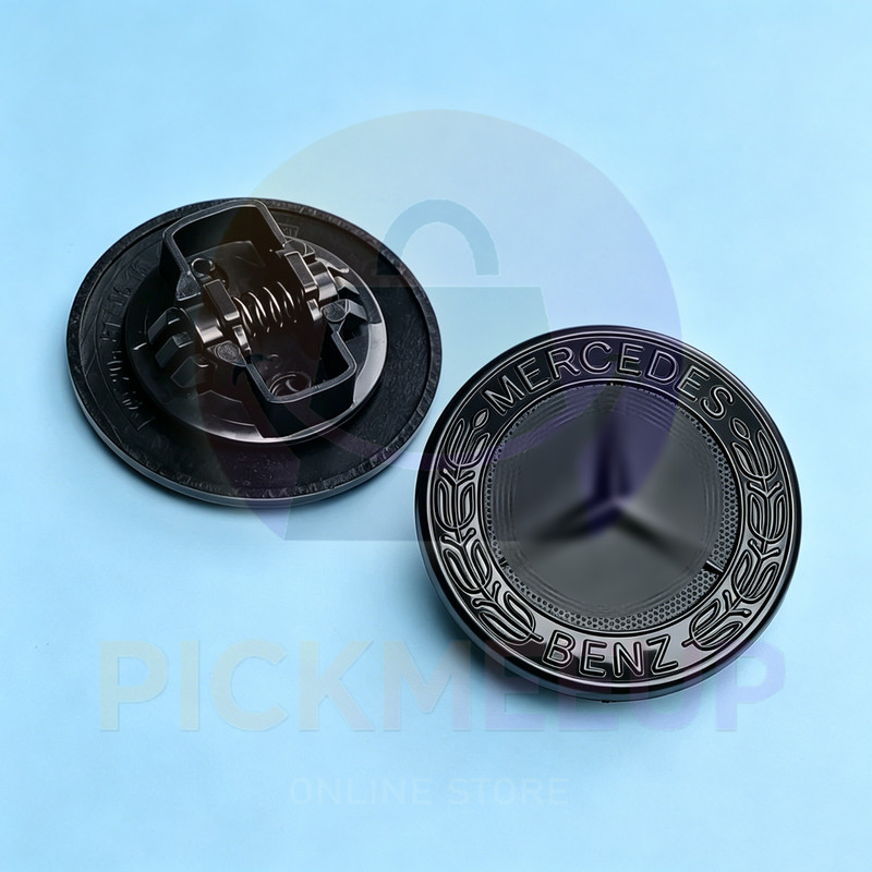 Gloss Black 57 mm Flat Hood Emblem Badge Laurel Wreath For A-MG A0008171701