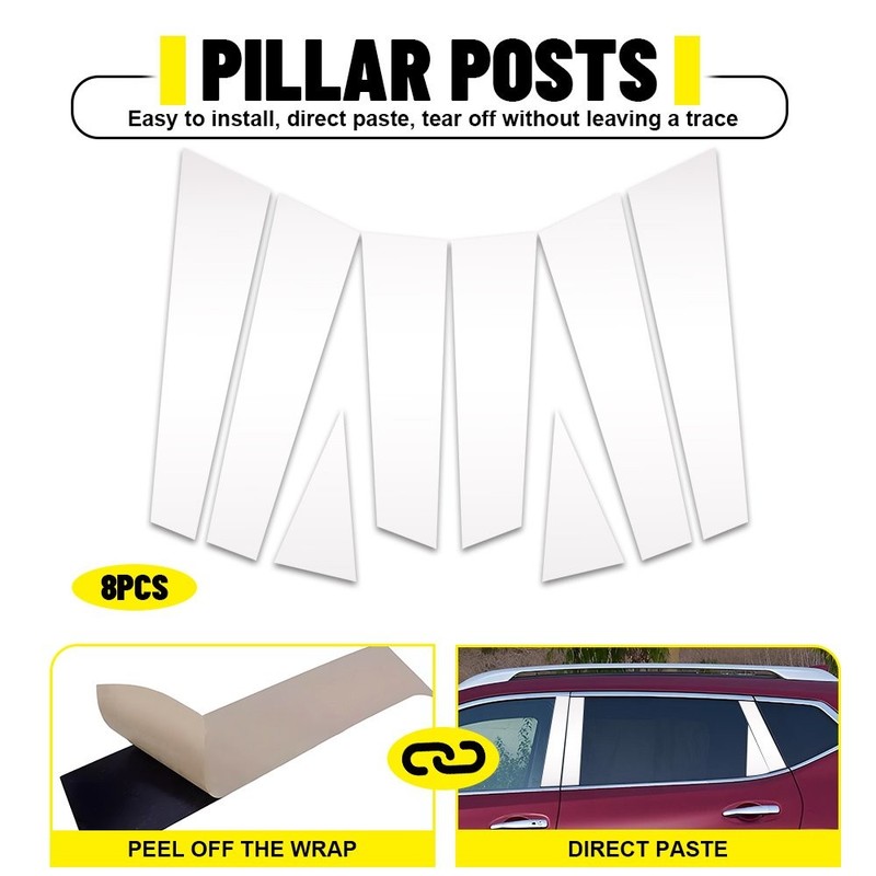 8Pcs Chrome Pillar Post Door Window Trim For 2014-2020 Nissan Rogue EOOK