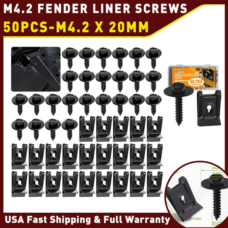 50pcs M4.2-20mm Cover Bumper Fender Liner Screw Clips Nut For GM Chevy Hummer