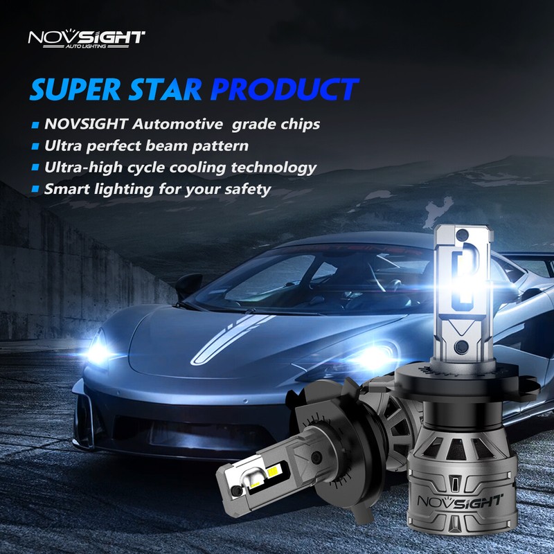 NOVSIGHT 9003 LED Headlight Bulbs Kit High/Low Beam Lamp Bright 13000LM White 2x gallery