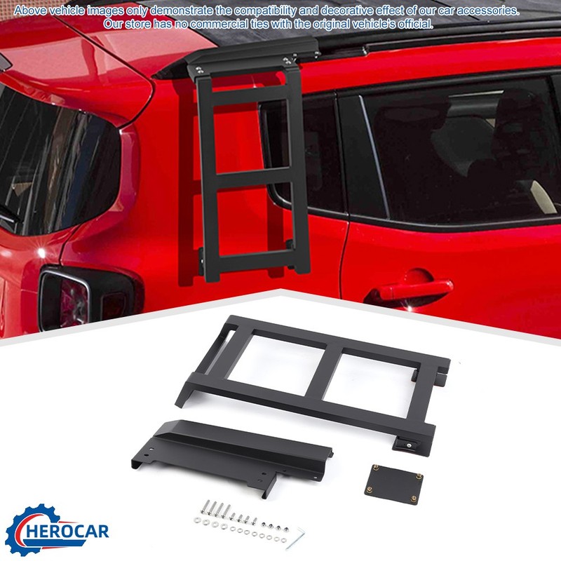 Black Rear Right Window Ladder Roof Climbing Rack for 16+ Jeep Renegade Exterior gallery