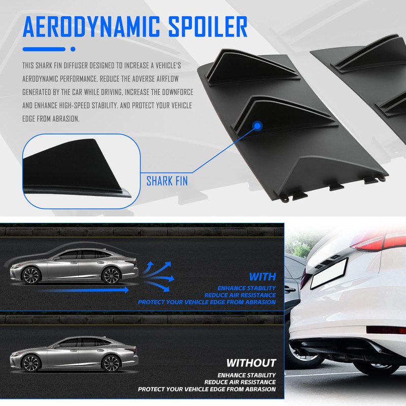 For Subaru WRX STI Impreza Rear Lower Bumper Diffuser Lip Splitter Shark 5 Fins gallery