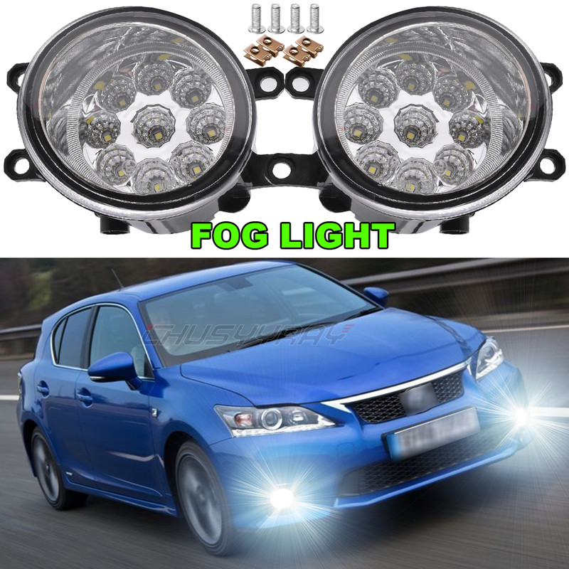 For Lexus CT200h 2011-2013 Pair Clear Lens Front Bumper Fog Light Lamp Assembly