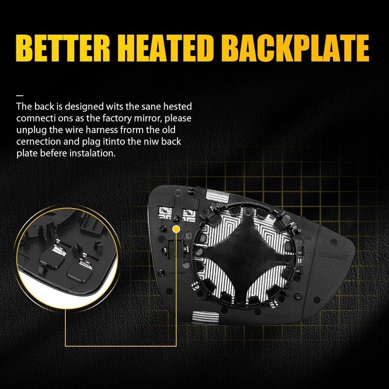 2x Mirror Glass Heated with Backing Plate LH or RH for Volkswagen Eos CC 2009-17 gallery