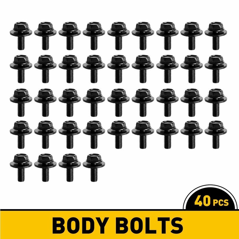 Body Bolts M6-1.0 x 16mm Long – 17mm Washer – 10mm Hex – 40 Bolts Screws EXV