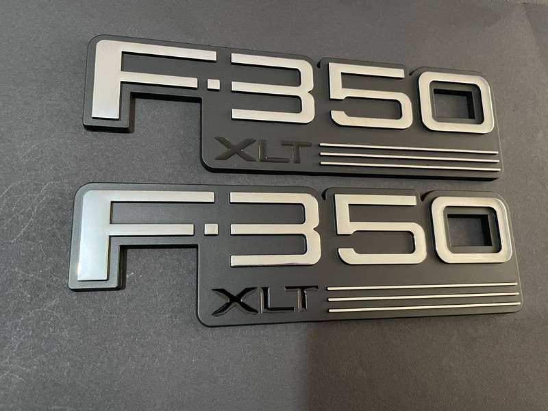 New 92 93 94 95 96 XLT Fender Black Chrome Emblem Badge Side F 350 2PCS