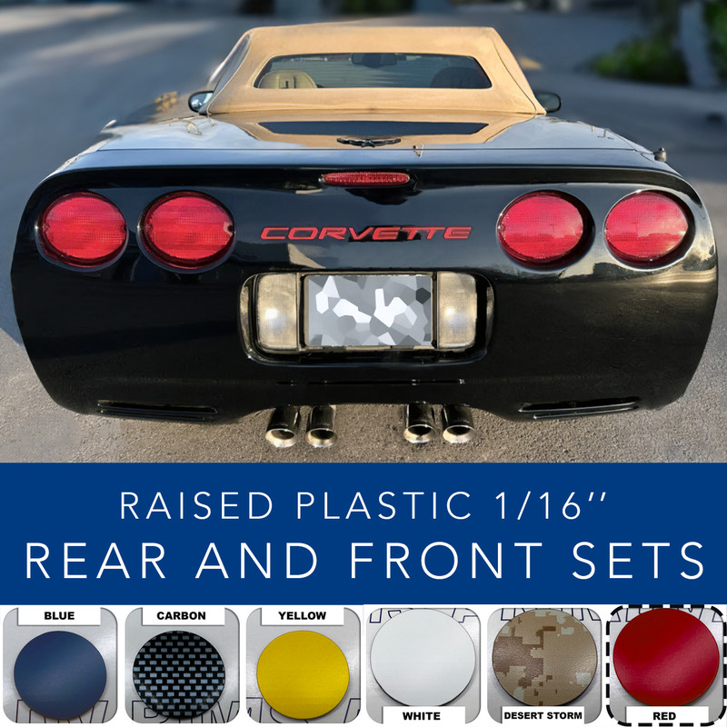RED 1/16 RAISED LETTERS FOR C5 CORVETTE 97-2004 FRONT + REAR US MADE