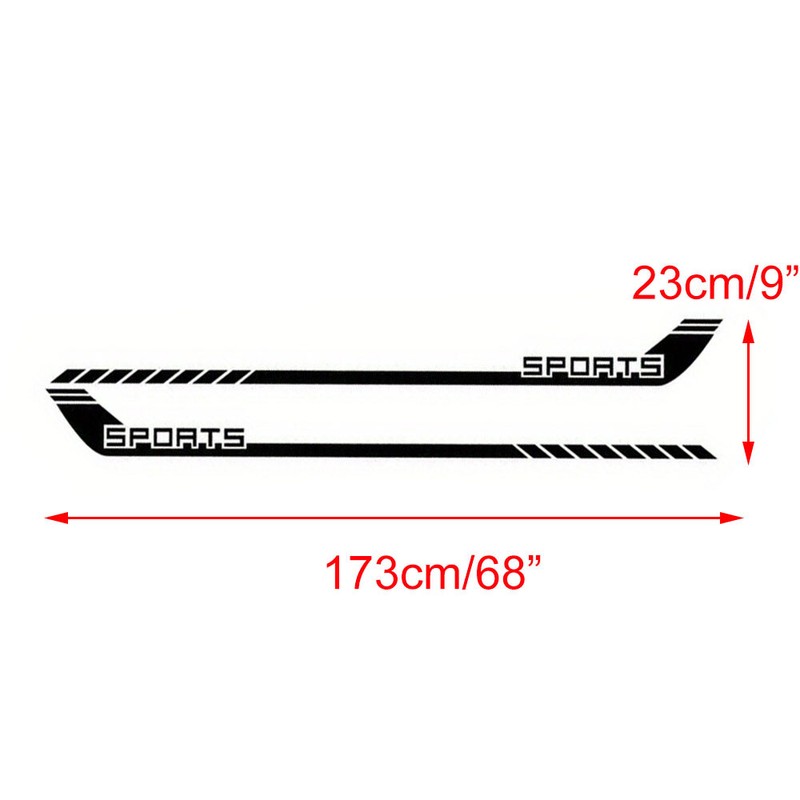 2pcs 68" Black SPORTS Hockey Racing Stripe Body Side Skirt Door Sticker Decals gallery