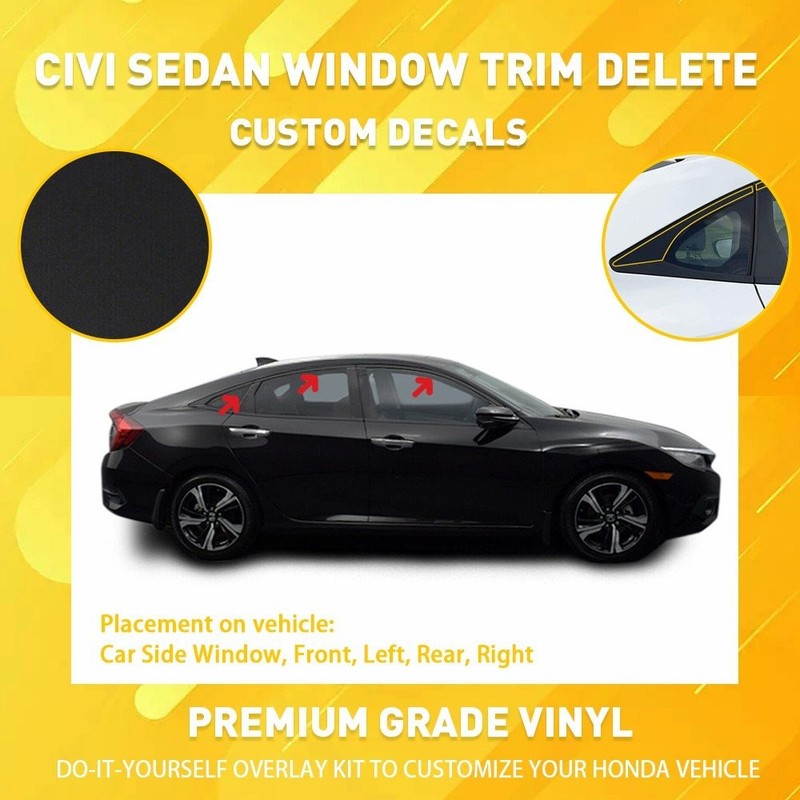 For Honda Civic Sedan 2016-2021 Chrome Delete Blackout Window Trim Black gallery