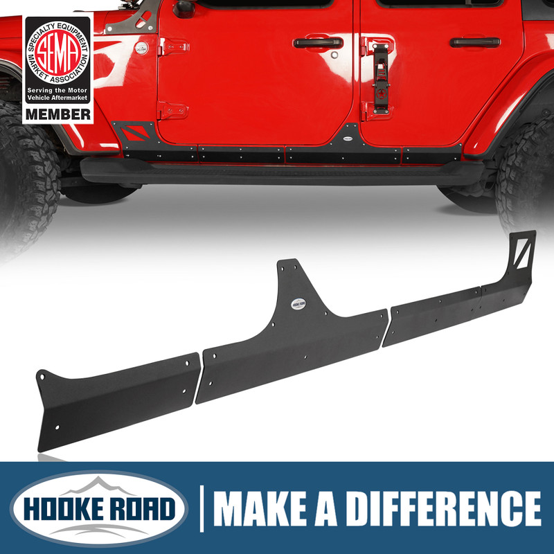 Hooke Road Door Armor Cladding Slider Rocker Guards For Jeep Wrangler JL 18-25