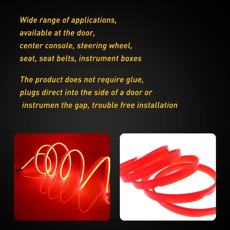 2SET 500cm LED Car Interior Decorative Atmosphere Wire Strip Light Lamp Accessor gallery