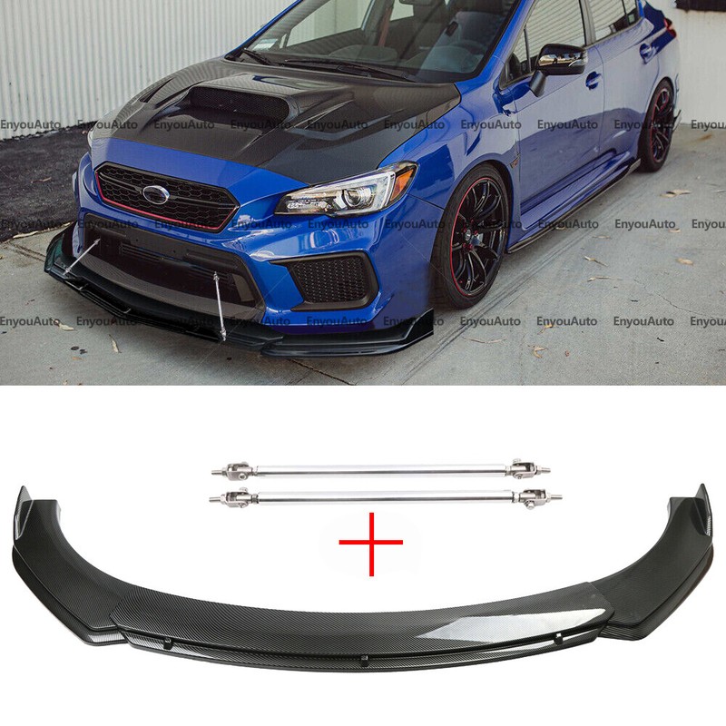 For Subaru Legacy Carbon Fiber Front Bumper Lip Spoiler Splitter + Strut Rods