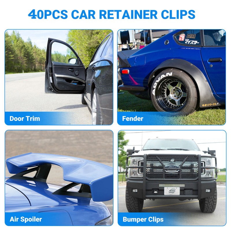 40pcs Car Bumper Grille Push Pin Fasteners Rivet Retainer Clips For Ford Chrysle gallery
