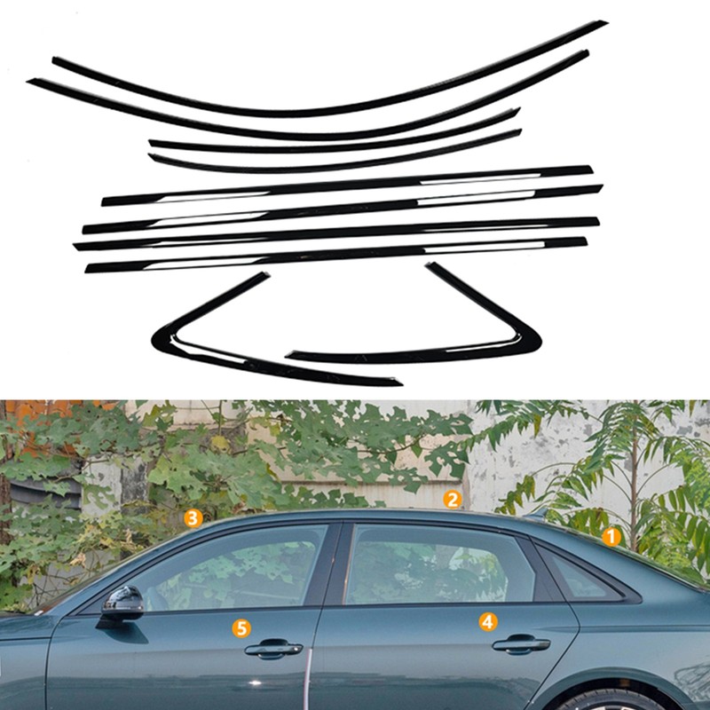 Window Strip Trims Weatherstrip Seal Belt For Audi A4 2020-2024 2022 Black 10PCS
