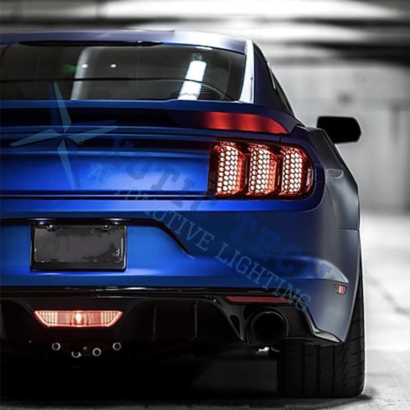 Black Rear Tail light Lamp Honeycomb Stickers Decals For Ford Mustang 2015-2017 gallery
