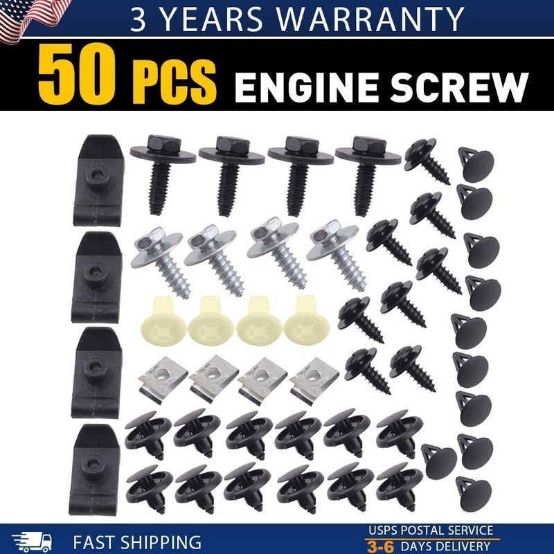50Pcs For Toyota Engine Splash Shield Fender Bumper Screw Clips Rivet Fastener