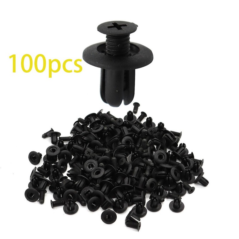 Push type Truck Car 100x 6mm Fender Bumper Trim Fastener Clips Retainer Rivets