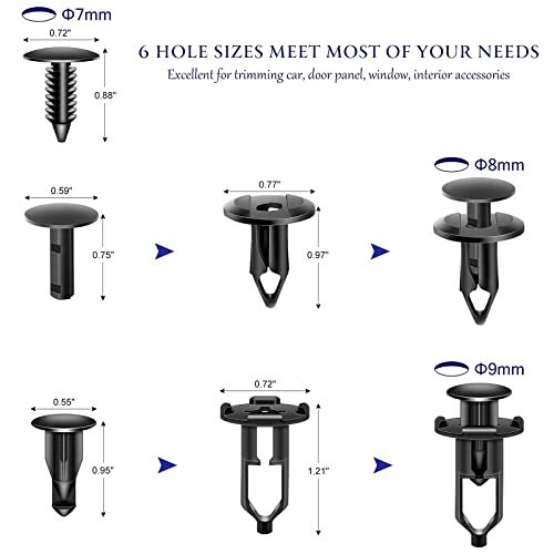 200Pcs Push Bumper Fastener Rivet Clips,Universal Fender Plastic Retainer Clips gallery