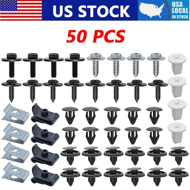50X Car Screw Body Fender Bumper Retainer U Nut Clips Gasket Fastener for Toyota