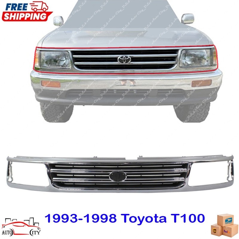 New Grille Grill Chrome And Black Made Of Plastic For 1993-1998 Toyota T100
