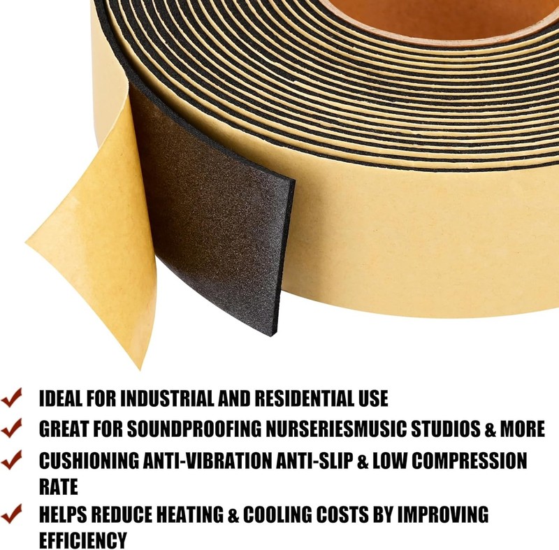 Weather Stripping Door Seal Strip 30 Feet, 2 Inch Wide X 1/8 Thick Black gallery