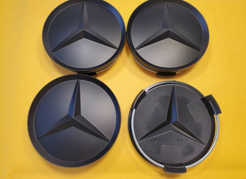 Set of 4 Mercedes Benz Center Caps All Black 2.95 Inch/75mm Fits Most Models gallery