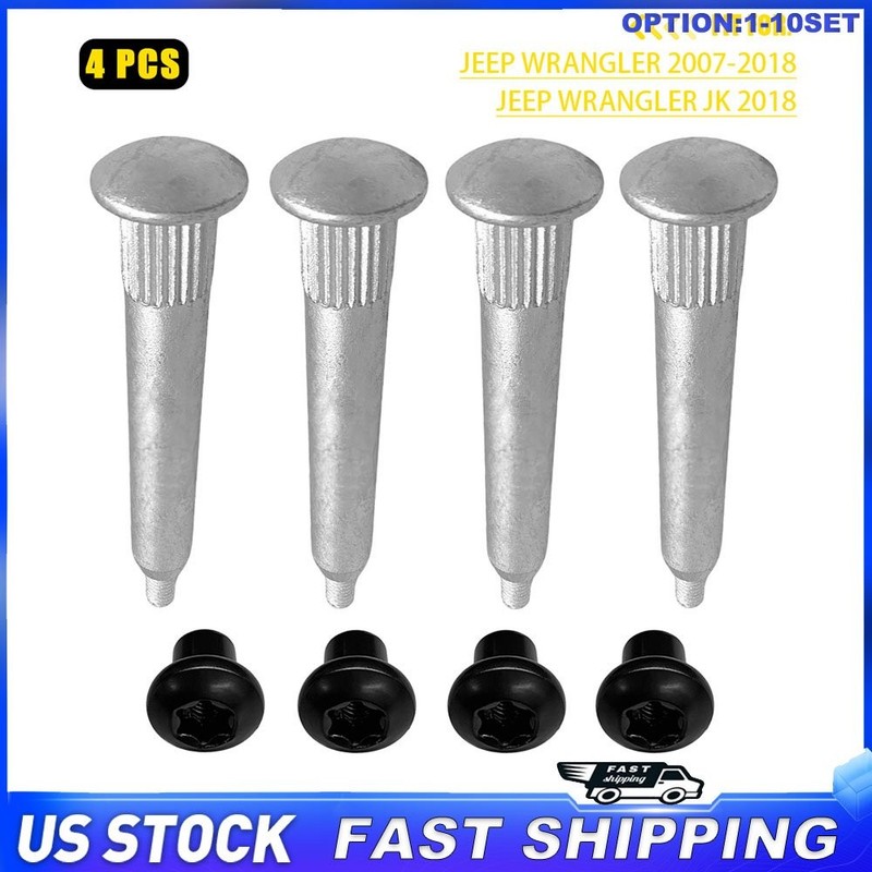 Door Hinge Pins and Bushing Nut Kit Fit M6 x 1.0 For Jeep Wrangler 2007-2018