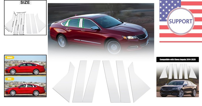 Vehicle-Specific Chrome Pillar Posts for Chevy Impala 2014-2020 - Set of 6 gallery