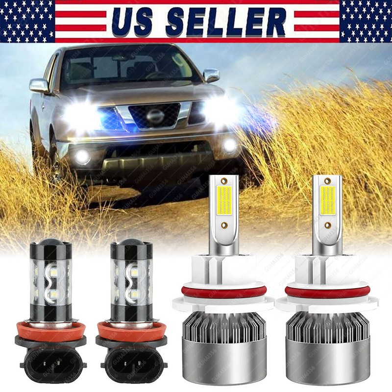 For Nissan Frontier 2005-2018 – 4X 6500K LED Headlight Hi-Low + Fog Light Bulbs