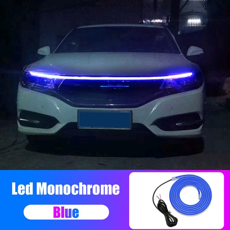 1x Flexible 120cm Car Hood Day Running Blue LED Light Strip Decor Accessories