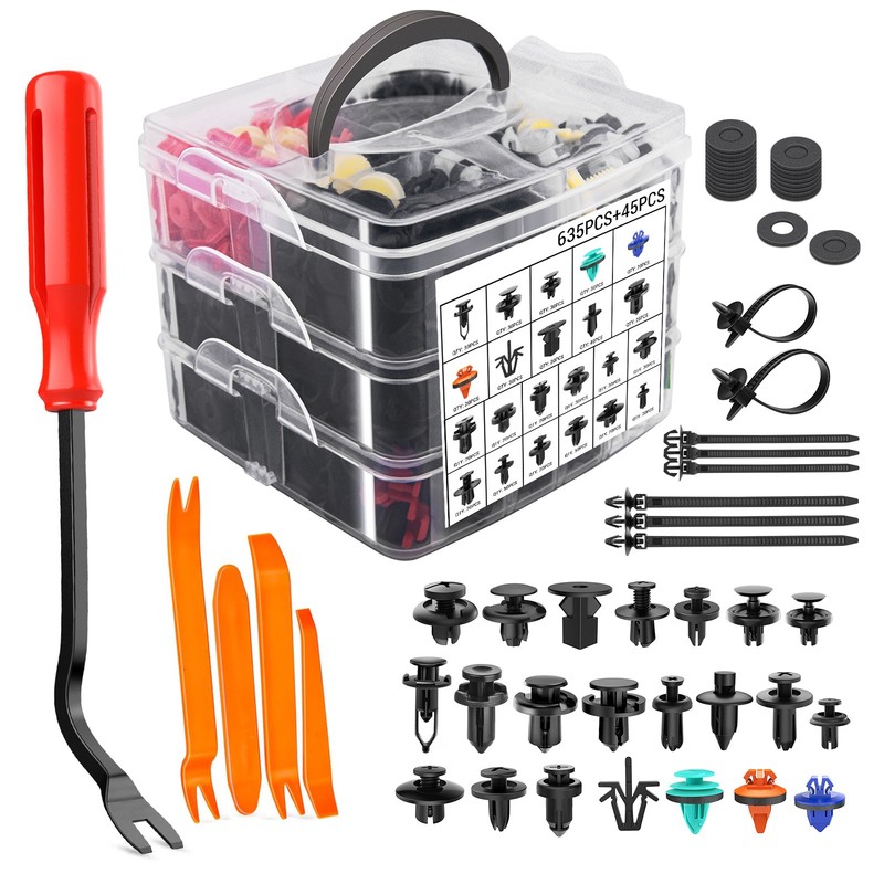 1295pcs/680Pcs Car Mount Clips Auto Fasteners Removal Tool Rivets Clamp Fastener