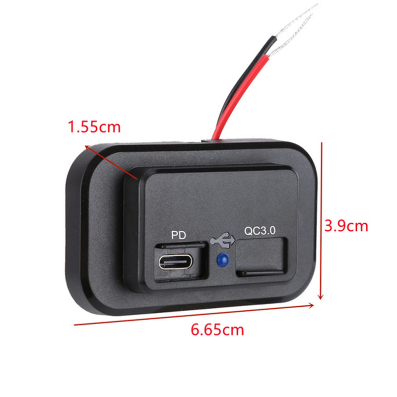 12V-24V Dual USB PD QC3.0 Charger Socket LED Power Outlet Panel For Car Boat RV gallery