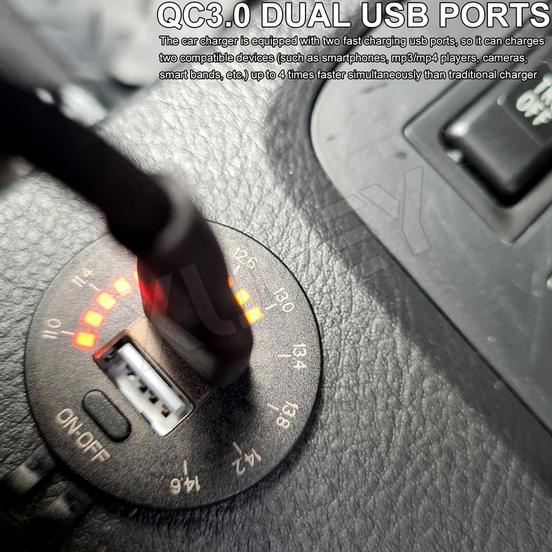 12v QC3.0 Dual USB Car Fast Charger Socket Power Outlet LED Voltmeter Waterproof gallery