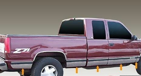 Stainless Steel 6.25″ Rocker Panel Set 11PC For GMC C/K Pickup 3 Door EXT Cab SB