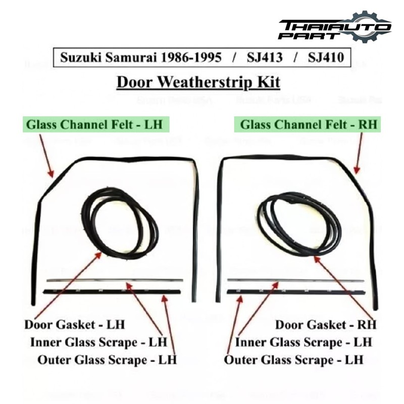 LR Window Glass Run Channel Rubber Seal Fit Suzuki Samurai SJ410 SJ413 1985-1995 gallery