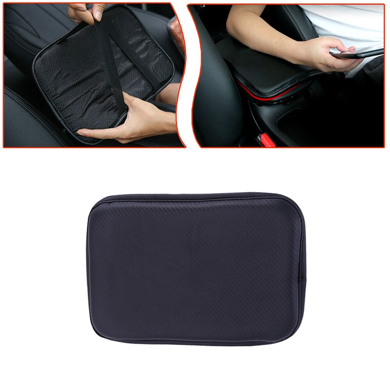 1x Car Armrest Pad Cover Black Center Console PU Leather Cushion Mat Accessories gallery