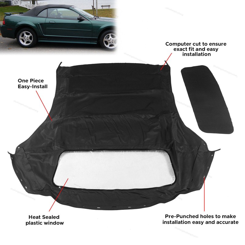 Soft Top Plastic Convertible W/window Fit For 1994 1995-2004 Ford Mustang gallery