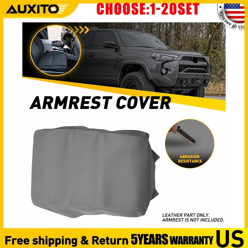 For Toyota 4Runner 2010-2023 Center Console Armrest Leather Lid Cover Gray 1-10X