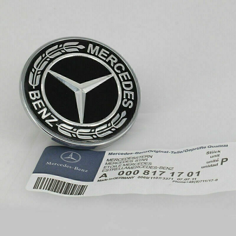 High Gloss Flat Hood Bonnet Star Emblem Badge Logo 57mm Fit For Mercedes-Benz gallery