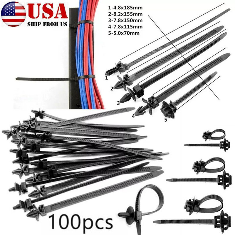 Automotive Push Mount Wire Ties Zip Tie Clips Nylon Wire Harness Clips Fasterner