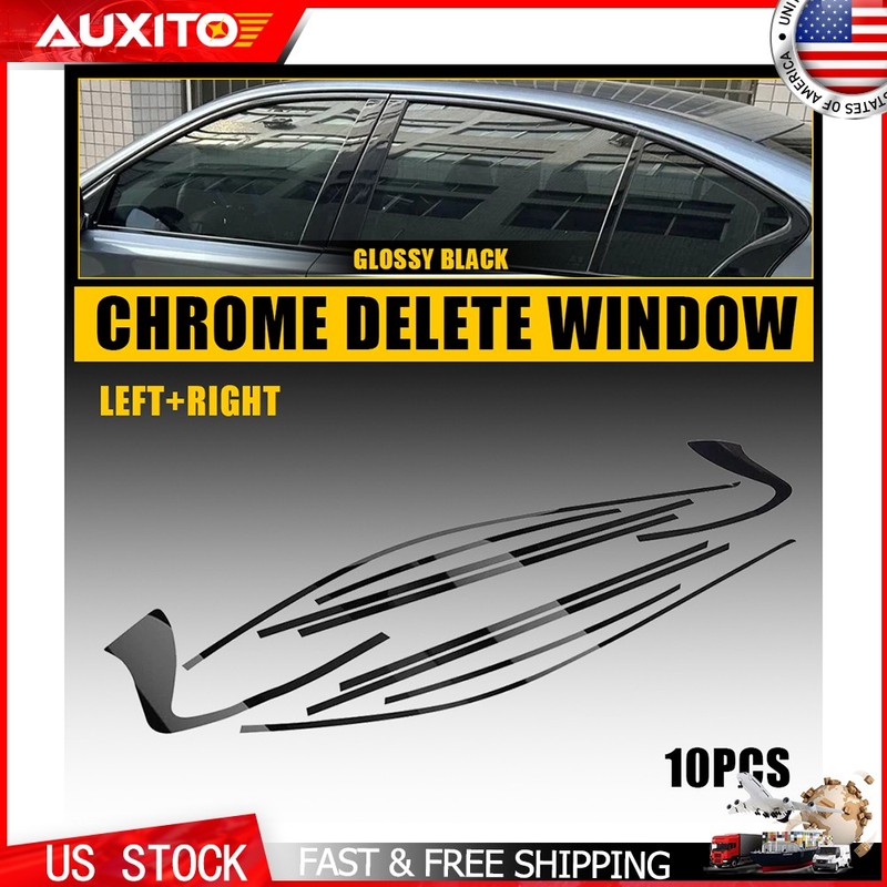 Glossy Black Chrome Delete Window Cover Trim Overlay For Infiniti Q50 2014-2024