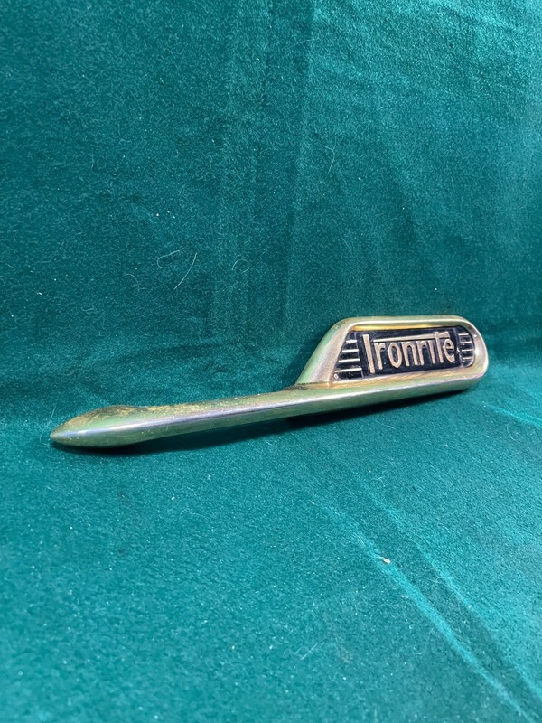 Vintage RAT ROD REPURPOSE GRAB HANDLE Trim IRONRITE EMBLEM 16" gallery