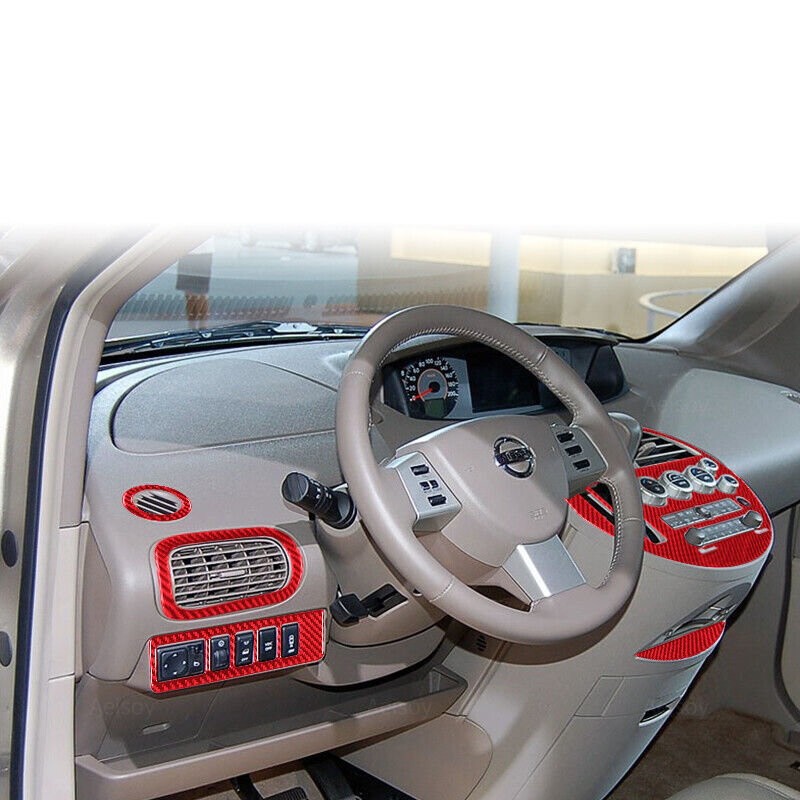 13pcs For Quest 2004-2006 Red Carbon Fiber Dashboard Cosnole Interior Trim Set gallery