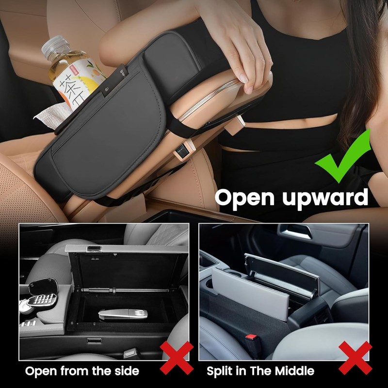 Car Armrest Cushion Center Console Cover with Cup Holder,Tissue Box,Phone Holder gallery