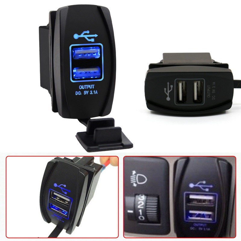 12V/24V 3.1A LED Car Dual USB Phone Charger Port Socket Kits for Power Supply