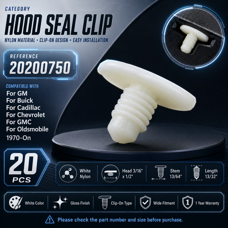 20 Hood Clips for GM for Buick for Chevy for GMC for Oldsmobile 20200750
