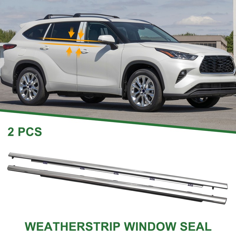 2pcs Rear Left & Right Weatherstrip Window Seal No.757400E080 for Toyota Black