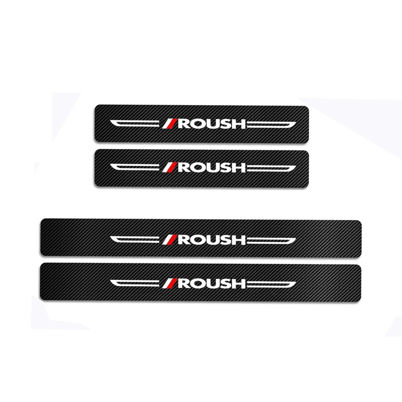 4Pcs For Ford F150 Roush Carbon Fiber Leather Sticker Car Door Sill Protector gallery